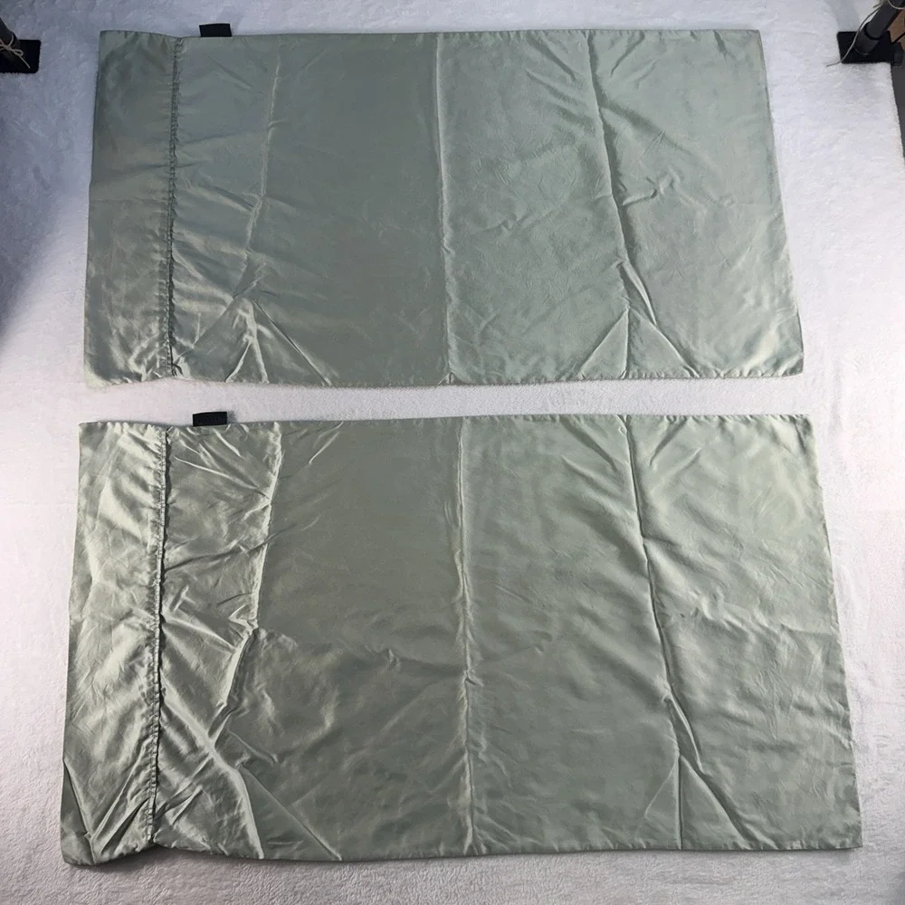 2 Night Pillowcases King‎ Green Dualsilk Mulberry Silk Blend Satin Washable